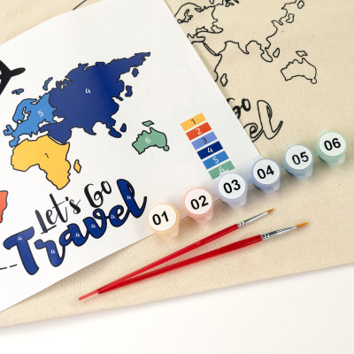 Набір екосумка-розмальовка Lets go Travel, бавовна 220 г/м2, 38х42 см, ROSA Talent