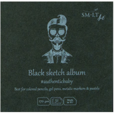 Альбом для рисунку AUTHENTIC Baby (black) 9х9 см 170г/м2 32л чорний папір SMILTAINIS (FB-32(170)-9/B)