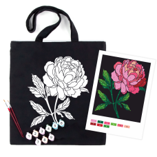 Набор сумка-раскраска, черный, "Нежный пион", хлопок 240 г/м2, 38х42 см, ROSA Talent