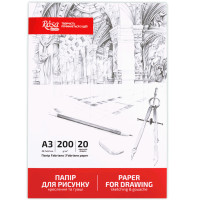 Папка бумага для рисунка и гуаши А3 (29,7х42 см), 20 лист, Мелкое зерно, 200г/м2, ROSA Studio (16921010)