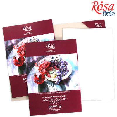 Папка для акварелі Натюрморт А4 (21х29,7 см), 10арк, Дрібне зерно, 200г/м2, ROSA Studio (16921003)