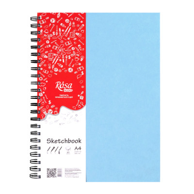 Блокнот на спіралі A4 (21*29,7см), 100г/м2, 80л, блакитний, ROSA Studio
