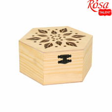 Скринька дерев'яна, шестигранна, з прорізним малюнком, 15х17х8 см, ROSA TALENT (2720004)