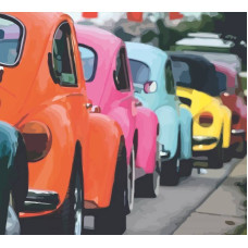 Набір-стандарт, картина за номерами, „Яскраві ретро автомобілі“, 35х45см, ROSA START