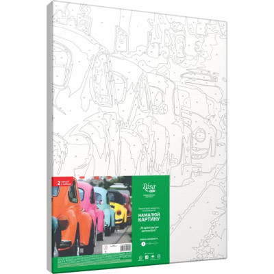 Набір-стандарт, картина за номерами, „Яскраві ретро автомобілі“, 35х45см, ROSA START