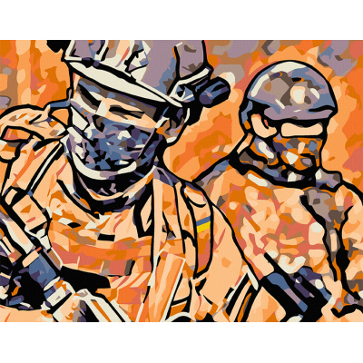 Набір-стандарт, картина за номерами, „Безстрашні воїни“, 35х45см, ROSA START