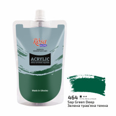 Акрилова фарба №464 Зелена трав'яна темна ROSA Studio, 200 мл