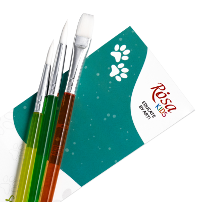 Набор кистей 3, синтетика, 3шт: круглая (№6,8), плоская (№10), ROSA Kids