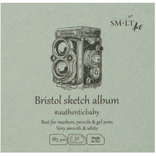 Альбом для ескизов AUTHENTIC Baby (Bristol) 9х9см 185г/м2 32л белая гладкая бумага SMILTAINIS (FB-32(185)/9)