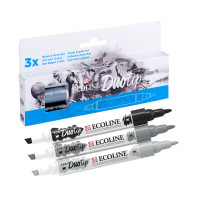 Набор акварельных маркеров ECOLINE DUO TIP Black Grey, 3 шт, Royal Talens 11609902