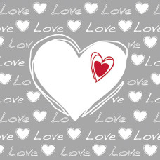 Декупажные салфетки Love Heart , серые, 33х33 см, 18,5 г м2, 20 шт, Ambiente