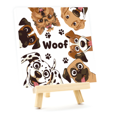 Набор картина по номерам Lucky Dogs, 15x15 см, с мольбертом ROSA START Набор картина по номерам Lucky Dogs, 15x15 см, с мольбертом ROSA START