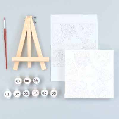 Набор картина по номерам Lucky Dogs, 15x15 см, с мольбертом ROSA START Набор картина по номерам Lucky Dogs, 15x15 см, с мольбертом ROSA START