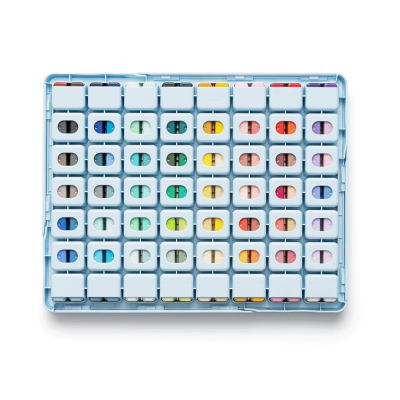 Набір гуашевих фарб HIMI Twin Cup 112x12 мл, блакитний пластиковий пенал