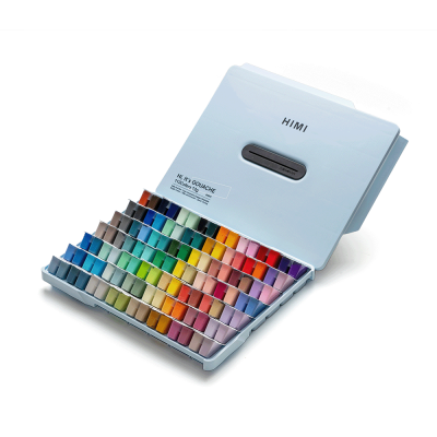 Набір гуашевих фарб HIMI Twin Cup 112x12 мл, блакитний пластиковий пенал