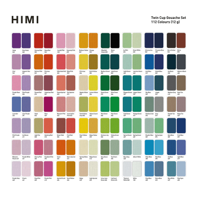 Набір гуашевих фарб HIMI Twin Cup 112x12 мл, блакитний пластиковий пенал