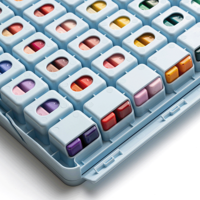 Набір гуашевих фарб HIMI Twin Cup 112x12 мл, блакитний пластиковий пенал