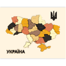 Набор картина пазл, Карта Украины 3D цвета металлики, ДВП/МДФ, 30,5х37,5 см, ROSA TALENT N0003523