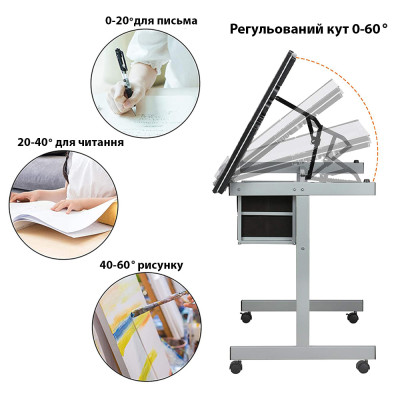 Стол художественный SINOART, 104x60x75 см, закаленное стекло, регулируемый угол наклона