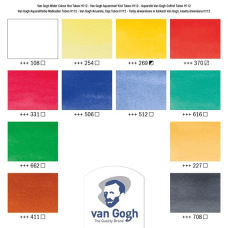 Набор акварельных красок VAN GOGH 12х10 мл, кисточки - 2 шт, палитра, дерево, Royal Talens