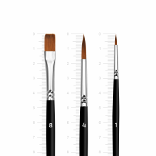 Набор кистей №1 синтетика 3шт круглая(№1,3), плоская(№8) короткая ручка Arteo