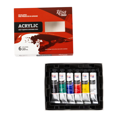 Набор акриловых красок 6х20мл ROSA Studio Набор акриловых красок 6х20мл ROSA Studio
