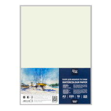 Бумага для акварели (пакет) А3 29,7х42см 220г/м2 10л Среднее зерно ROSA Studio
