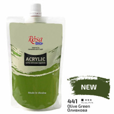 Краска акриловая Оливковая 200 мл ROSA Studio