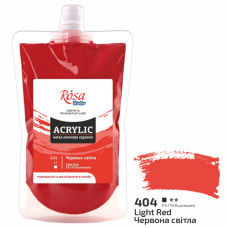 Краска акриловая Красная светлая 200 мл ROSA Studio