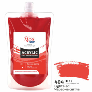 Краска акриловая Красная светлая 200 мл ROSA Studio