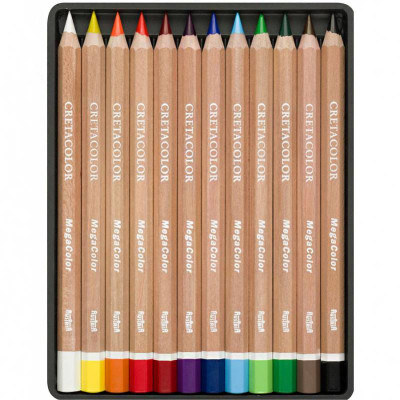 Набір кольорових олівців, MEGACOLOR, 12шт., мет. коробка, Cretacolor