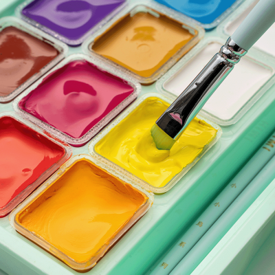 Набор гуашевых красок HIMI Jelly Cup 18x30 мл, 3 кисти, зеленый пластиковый пенал Набор гуашевых красок HIMI Jelly Cup 18x30 мл, 3 кисти, зеленый пластиковый пенал