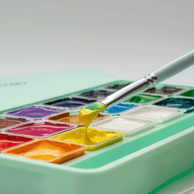 Набор гуашевых красок HIMI Jelly Cup 18x30 мл, 3 кисти, зеленый пластиковый пенал Набор гуашевых красок HIMI Jelly Cup 18x30 мл, 3 кисти, зеленый пластиковый пенал