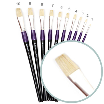 Кисть Щетина плоская, 401, № 12, длинная ручка ROSA Studio