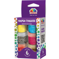 Набір гуашевих фарб "Творчість", 6 кол., з блиск., 10 мл, ГАММА