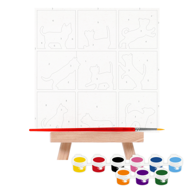 Набір, картина за номерами, „Cats“, 15х15см, з мольбертом, ROSA START