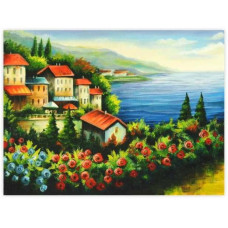 Полотно на картоні з контуром, Морські пейзажі №2, 30*40, бавовна, акрил, ROSA START