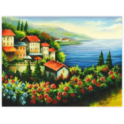 Полотно на картоні з контуром, Морські пейзажі №2, 30*40, бавовна, акрил, ROSA START