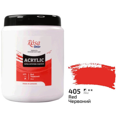 Фарба акрилова, Червона, 1000 мл, ROSA Studio 322001405 