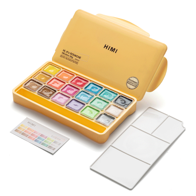 Набор гуашевых красок металлики Jelly Cup 18x30 мл желтый пластиковый пенал HIMI