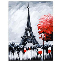 Холст на картоне с контуром, Города, Париж (Пейзаж № 2), 30х40, хлопок, акрил, ROSA START
