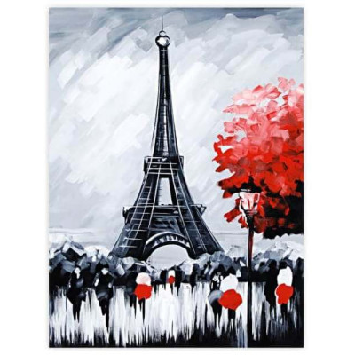 Полотно на картоні з контуром, Міста, "Париж" (Пейзаж № 2), 30*40, бавовна, акрил, ROSA START