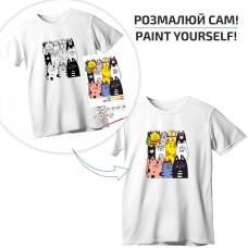 Набор, футболка-раскраска, „Котики“, хлопок 100%, размер S, ROSA Talent