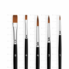 Набор кистей №4 синтетика, 5шт, круглая (№1,3,4), плоская (№ 4,8) короткая ручка Arteo