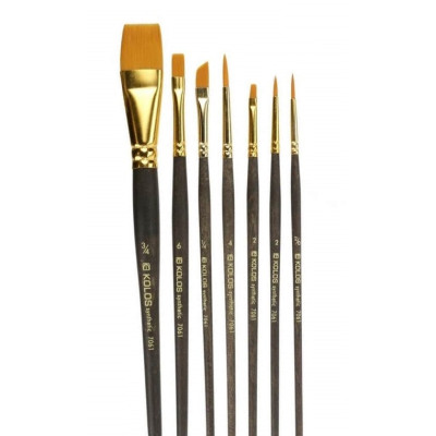 Набір пензлів 7061, синтетика коло/плос/кут, 3/3/1 шт, KOLOS