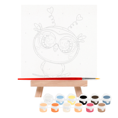 Набір, картина за номерами, „Совеня“, 15х15см, з мольбертом, ROSA START