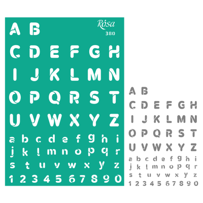 Трафарет многоразовый самоклеящийся №380 серия Алфавит А4 (21x29,7см) ROSA TALENT