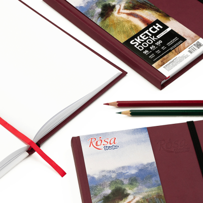 Блокнот A5 (14,8*21см), 100г/м, 96л., бордо, ROSA Studio