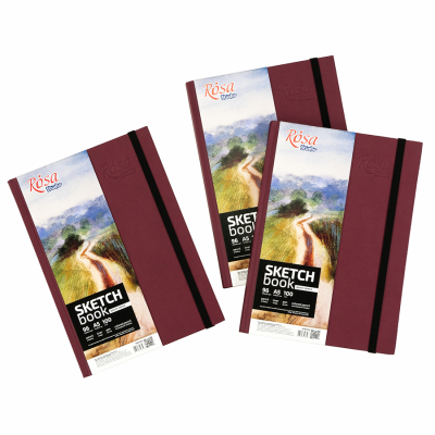 Блокнот A5 (14,8*21см), 100г/м, 96л., бордо, ROSA Studio