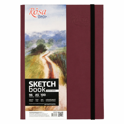 Блокнот A5 (14,8*21см), 100г/м, 96л., бордо, ROSA Studio